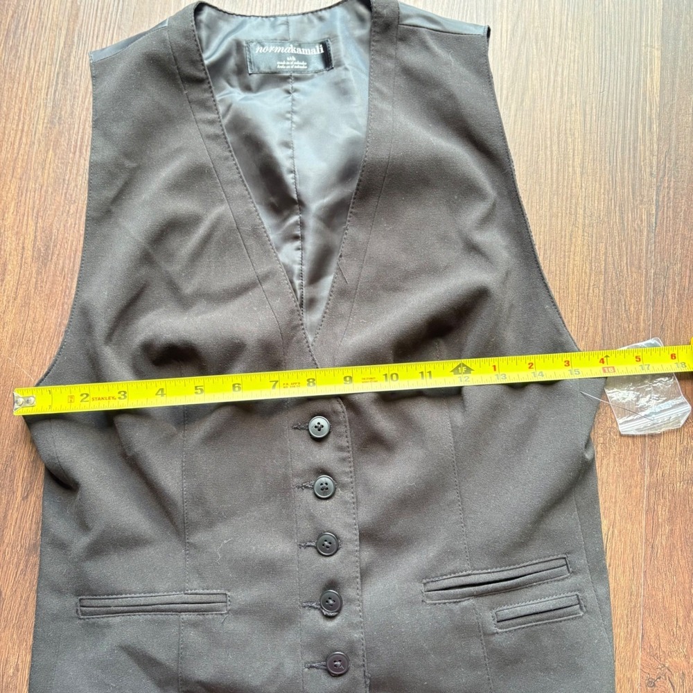 NWT Norma Kamali Revolve Black Satin Back Cinch Suit Vest M Designer Minimalist - Picture 7 of 8